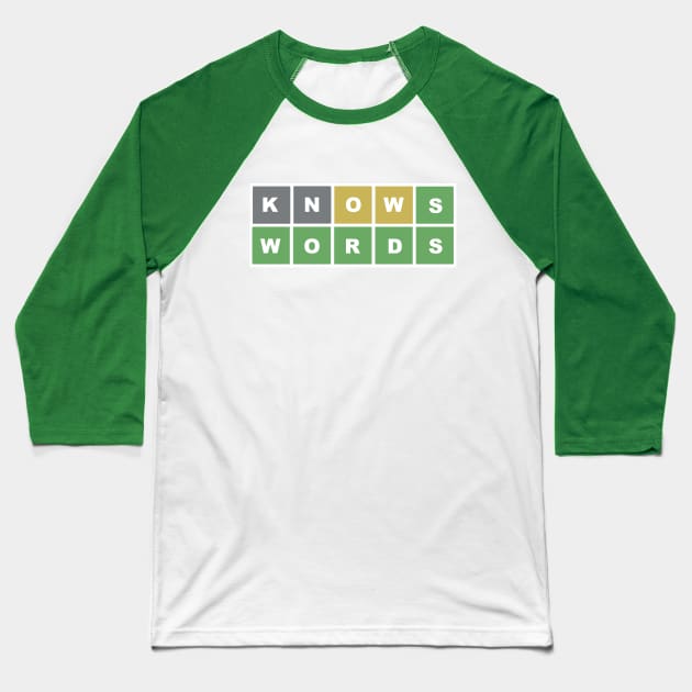 WORDLE KNOWS WORDS Baseball T-Shirt by thedeuce